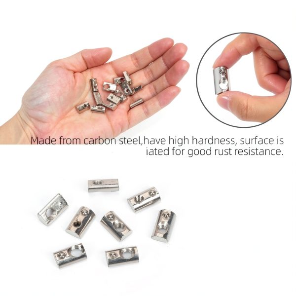 Swpeet 48Pcs 2020 Series Nickel-Plated Roll-in Spring T-Nut Assortment-2