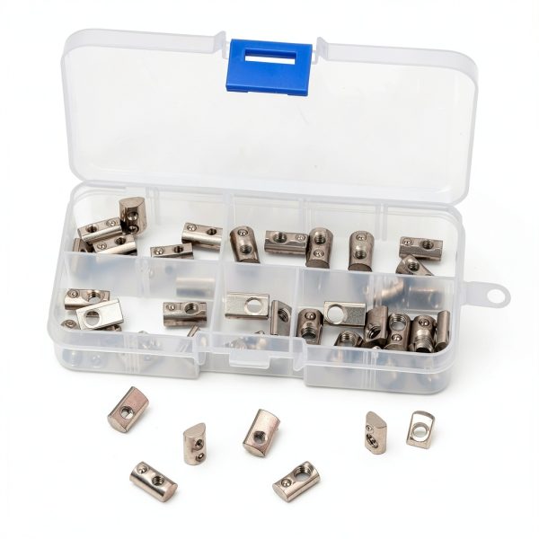 Swpeet 48Pcs 2020 Series Nickel-Plated Roll-in Spring T-Nut Assortment-6