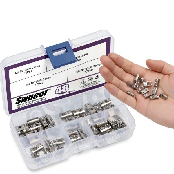 Swpeet 48Pcs 2020 Series Nickel-Plated Roll-in Spring T-Nut Assortment-4
