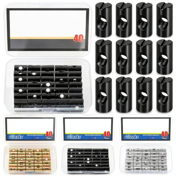 M6 x 20mm Barrel Cross Dowels Slotted Nut Glarks Duty 40pcs Black-0