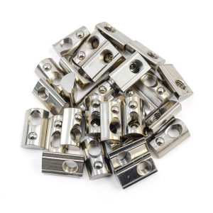 M8 Thread T Spring Nut by Mergorun - Silver Aluminum Slot, Pack of 30-0
