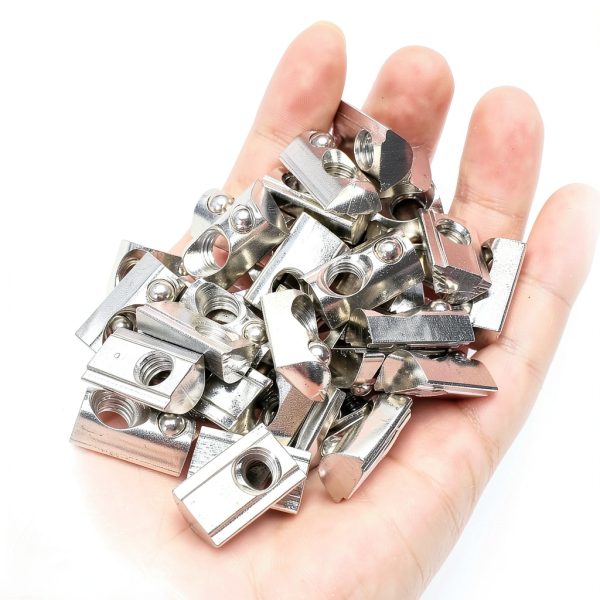 50 Packs M8 Thread T Spring Nut,Roll in T-Nut with Ball Spring,European Standard 40 Series Aluminum Slot Carbon Steel-2