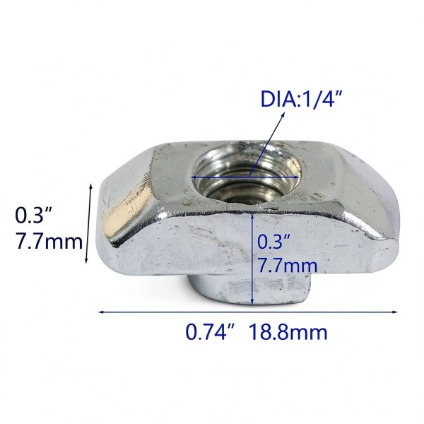 1/4"-20 Threaded Standard Steel Drop in T-Nut, Drop-in T-Nuts Accessory Hardwares for 15 40 Series Aluminum Extrusion Profiles Rail, 20 Packs-5
